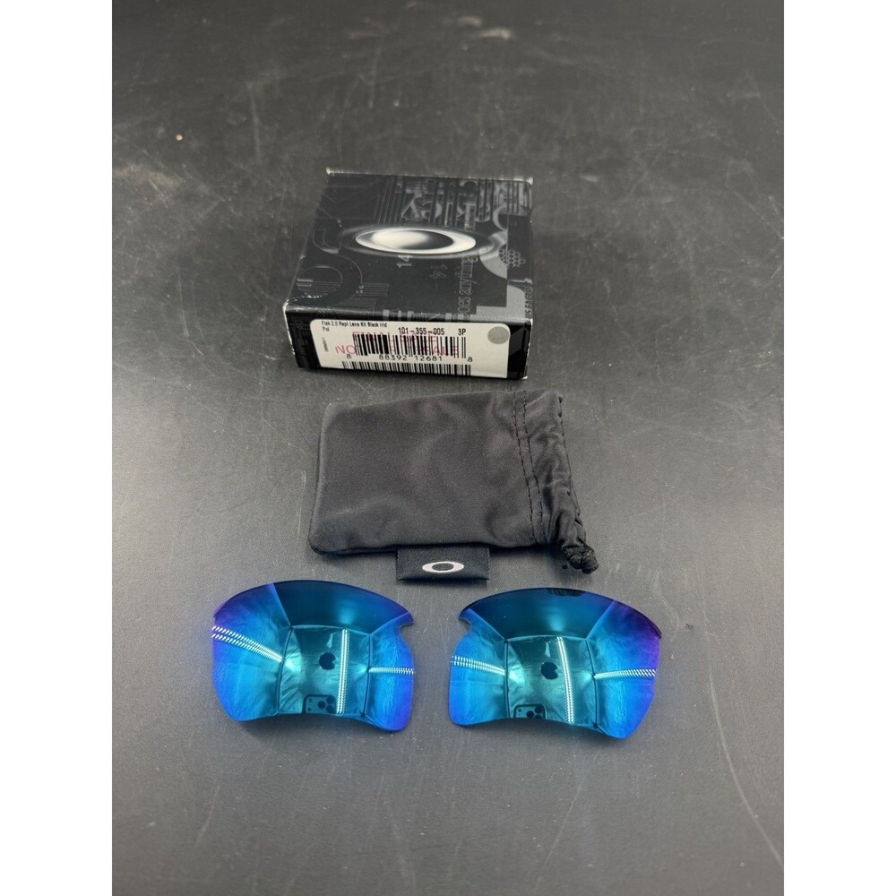 2017 Authentic Oakley Flak 2.0 Black Blue Irid Polarized Replacement Lenses